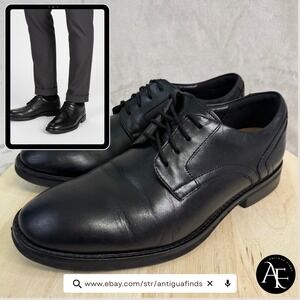 CLARKS COLLECTION Men's Shoes Sz 9M Black Leather Plain-Toe Derby Oxford Lace-Up